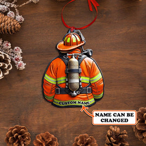 Firefighter Wood Ornament Personalized, Firefighter Uniform Ornament, Fireman Gift, Xmas Birthday Gift for Dad, Christmas Ornaments