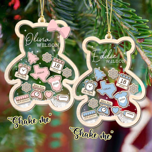 Baby's First Christmas Ornament 2025, Personalized Baby 1st Christmas Ornament, Custom New Baby Gift, 4D Shake Babies Ornament,Baby Keepsake