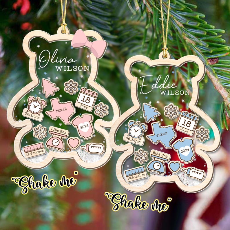 Baby's First Christmas Ornament 2025, Personalized Baby 1st Christmas Ornament, Custom New Baby Gift, 4D Shake Babies Ornament,Baby Keepsake