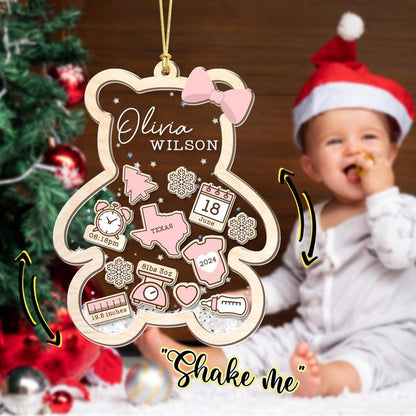 Baby's First Christmas Ornament 2025, Personalized Baby 1st Christmas Ornament, Custom New Baby Gift, 4D Shake Babies Ornament,Baby Keepsake