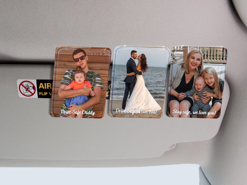 Add Your Own Photo Car Visor Clip, Sun Visor Picture Clip, Car Photo Decor, Family Portrait Sun Visor Clip, Picture Frame for Car Gift