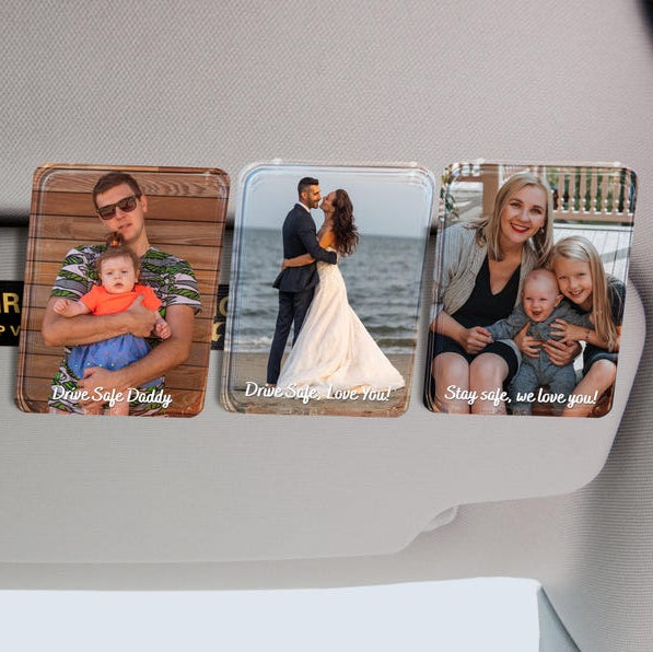 Add Your Own Photo Car Visor Clip, Sun Visor Picture Clip, Car Photo Decor Family Portrait Visor Clip, Drive Safe Daddy Gift for Fathers Day