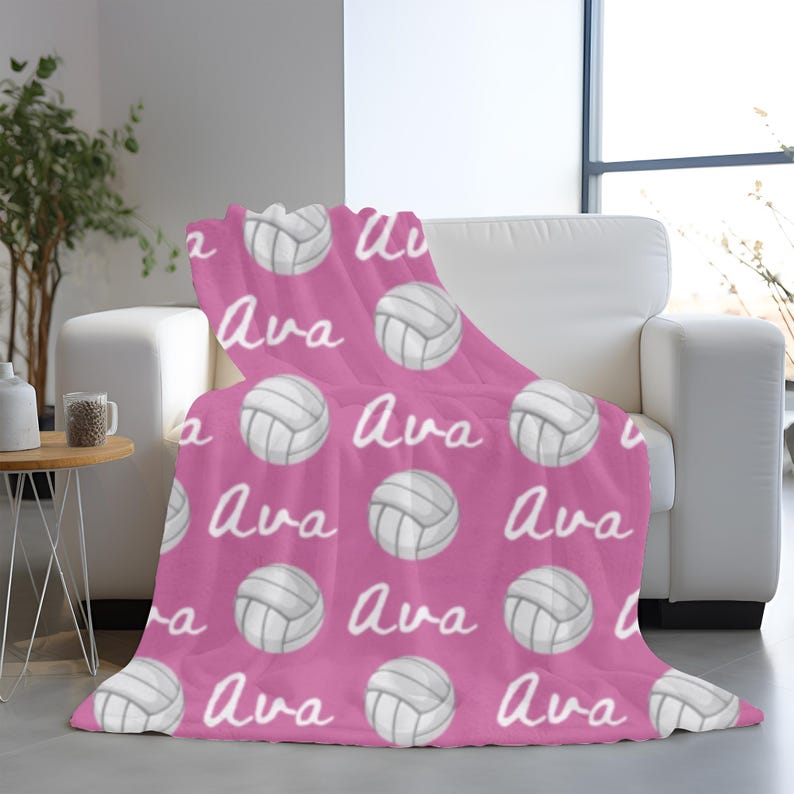 Personalized Volleyball Blanket: Sports Gift, Custom Name Blanket, Multiple Sizes & Styles - Gift for Volleyball Players Coaches Mom, Senior Gift