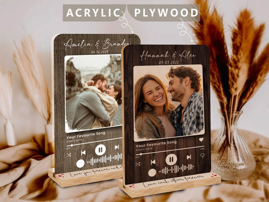 Personalized Song Plaque Valentines Gift For Couple Gift, Custom Album Cover Art Anniversary Gift For Boyfriend, Acrylic Music Plaque Gift