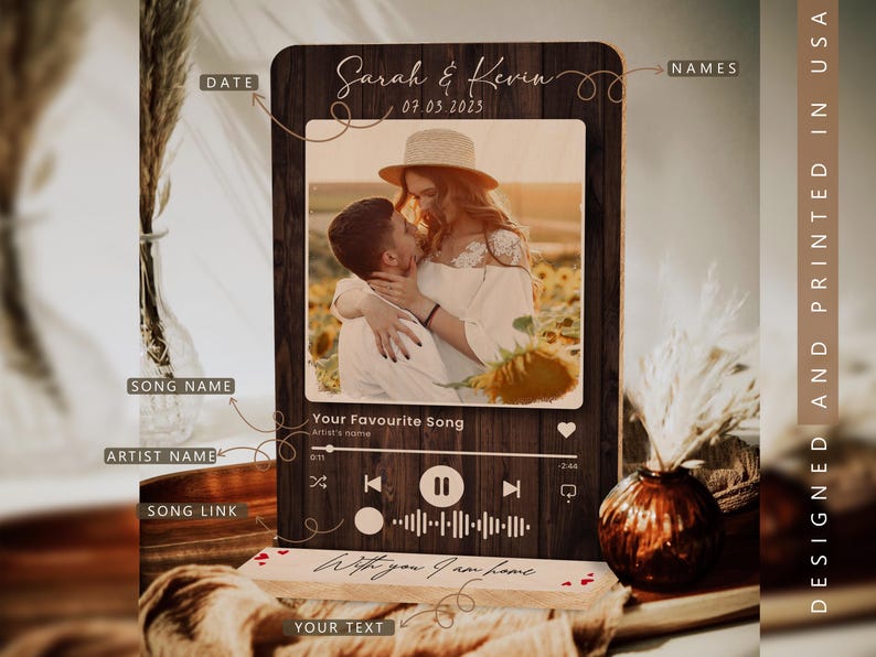 Personalized Song Plaque Valentines Gift For Couple Gift, Custom Album Cover Art Anniversary Gift For Boyfriend, Acrylic Music Plaque Gift