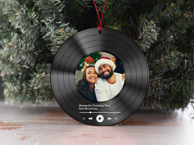 Custom Song Photo Ornament, Couple Song Ornament, Vinyl Record Photo Ornament, Couple Song Ornament, Couples Gifts, Custom Photo Ornament