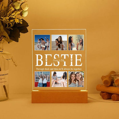 Personalized Bestie Photo Collage Night Light,Custom Bestie Gift withname,BFF Gift,Best Friend Birthday Gift,Friendship Gift,Gift for Bestie