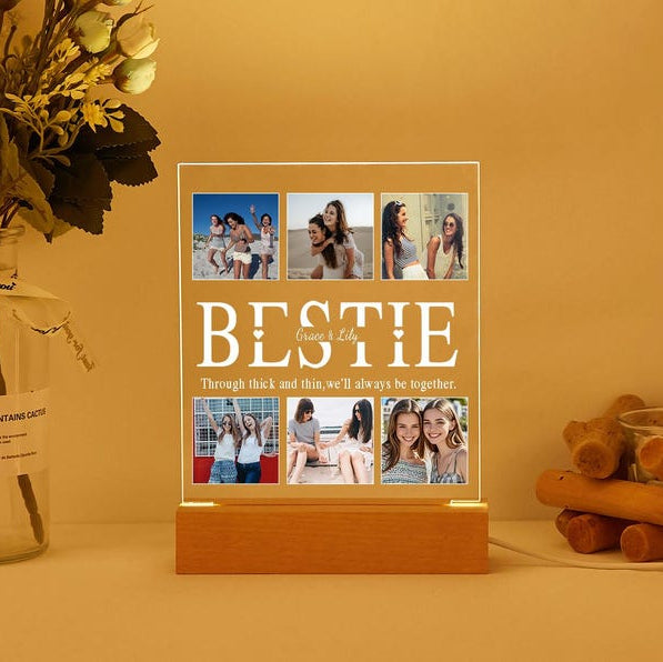 Personalized Bestie Photo Collage Night Light,Custom Bestie Gift withname,BFF Gift,Best Friend Birthday Gift,Friendship Gift,Gift for Bestie