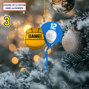 Custom Name Water Polo Ball And Cap Personalized Ornament, Christmas Tree Hanging Decor, Christmas Ornament, 2D Flat Ornament