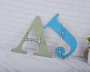 Custom Letter Capitalized Name Sign,Initials Family Name Sign,Wooden Wall Name Sign for Wall,Personalized New Baby Gift,wedding decorations