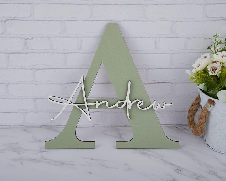 Custom Letter Capitalized Name Sign,Initials Family Name Sign,Wooden Wall Name Sign for Wall,Personalized New Baby Gift,wedding decorations