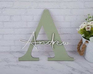 Custom Letter Capitalized Name Sign,Initials Family Name Sign,Wooden Wall Name Sign for Wall,Personalized New Baby Gift,wedding decorations