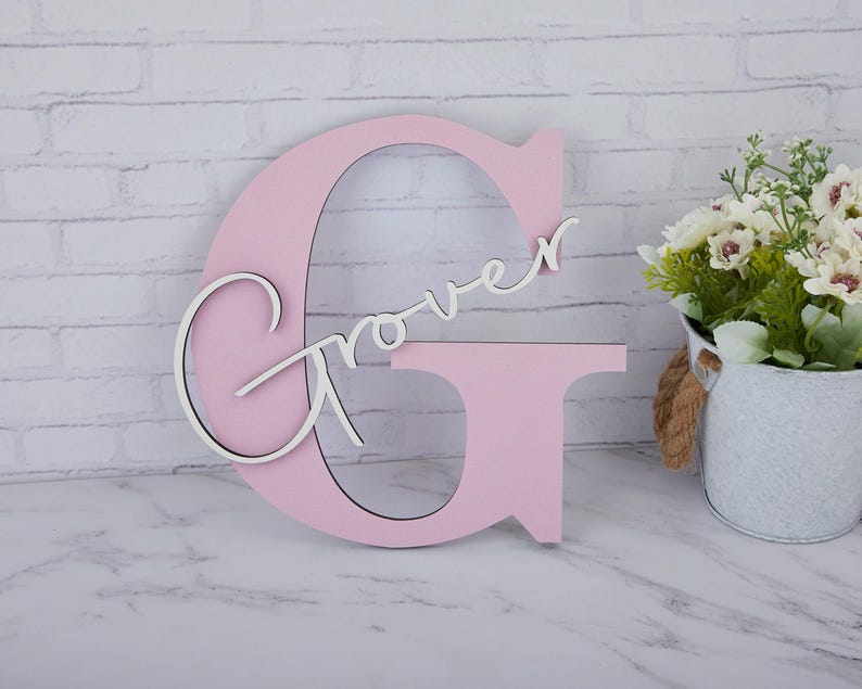 Custom Letter Capitalized Name Sign,Initials Family Name Sign,Wooden Wall Name Sign for Wall,Personalized New Baby Gift,wedding decorations