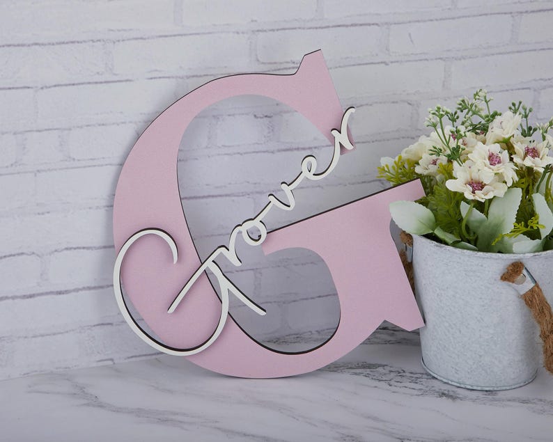 Custom Letter Capitalized Name Sign,Initials Family Name Sign,Wooden Wall Name Sign for Wall,Personalized New Baby Gift,wedding decorations