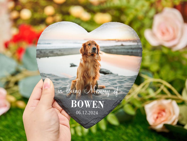 Personalized Pet Dog Memorial Stone with Photo, Pet Grave Marker,Pet Headstone Custom,Dog Memorial Stone,Garden Memorial Stone
