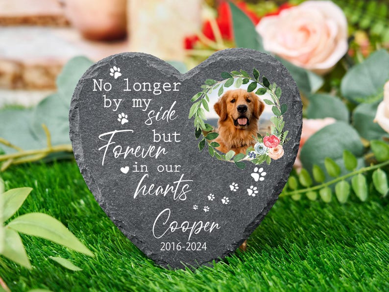 Personalized Pet Dog Memorial Stone with Photo, Pet Grave Marker,Pet Headstone Custom,Dog Memorial Stone,Garden Memorial Stone