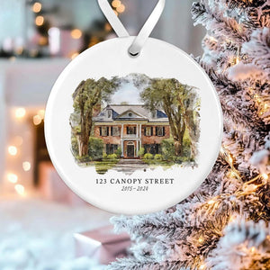 Custom Watercolor House Ornament, Personalized Home Christmas Ornament, Personalized Christmas Ornament Gift, Housewarming