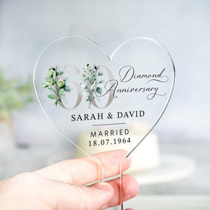 Personalised 60th Anniversary Cake Topper, Diamond Anniversary Cake Topper, Wedding Cake Topper, 60th Anniversary Gifts, Cake Decorations