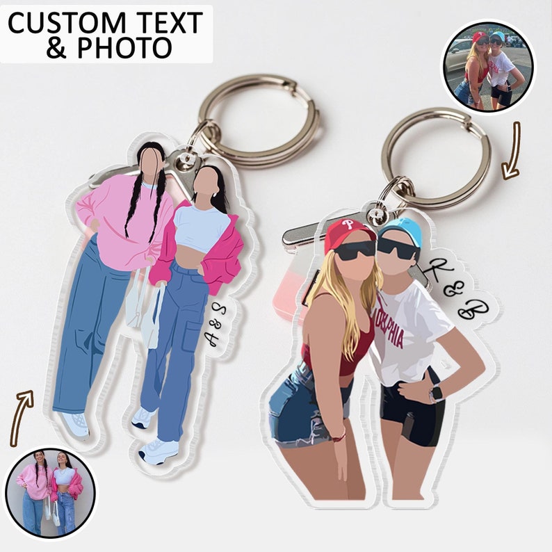 Personalized Besties Photo Keychain, Custom Photo Keychain, Gift For Besties, Soul Sister Gift, Valentine Keychain, Gift For Best Friends