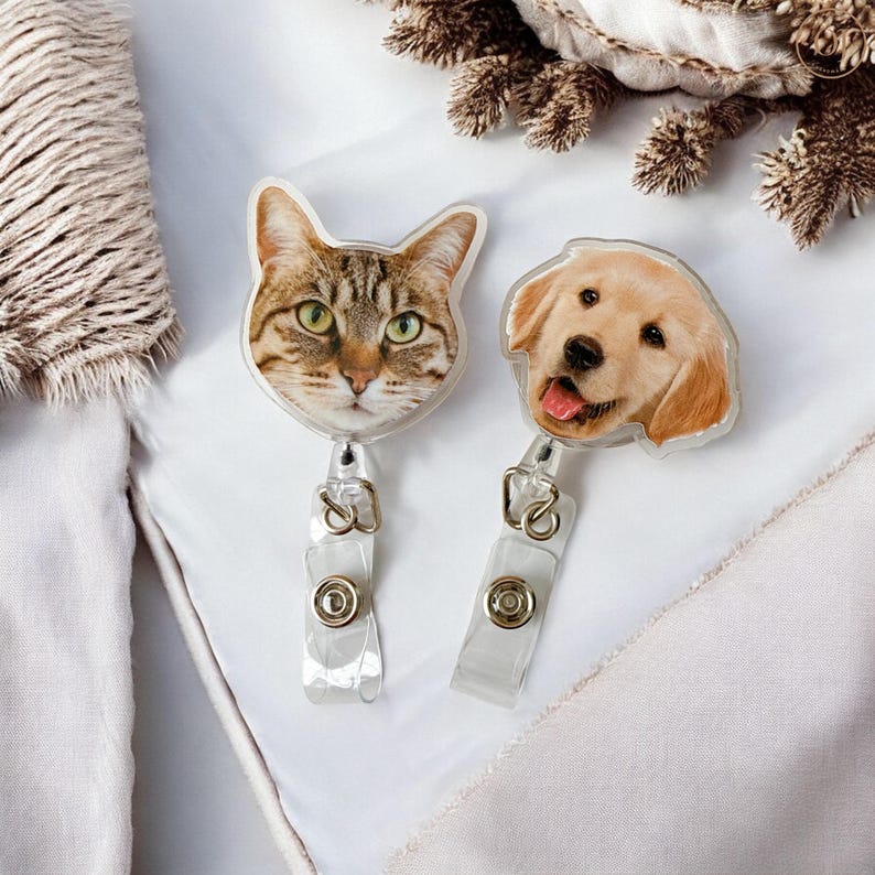 Custom Badge Reel Funny, Custom Dog Photo Badge Reel, Cat Badge Reel, Nurse Badge Reel, Christmas Badge Reel, Retractable Badge Holder, ID Badge Buddy
