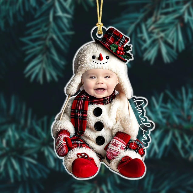 Personalized Face Baby Ornament, Custom Baby Photo Ornament, Babys Photo First Christmas Ornament, Kids In Christmas Costume, Xmas Decors