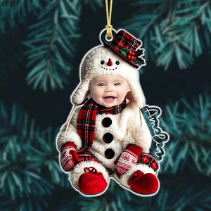 Personalized Face Baby Ornament, Custom Baby Photo Ornament, Babys Photo First Christmas Ornament, Kids In Christmas Costume, Xmas Decors