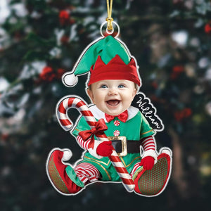 Personalized Face Baby Ornament, Custom Baby Photo Ornament, Babys Photo First Christmas Ornament, Kids In Christmas Costume, Xmas Decors