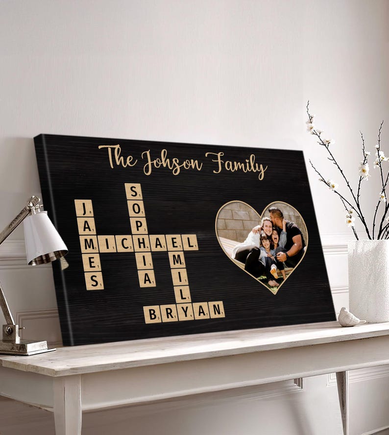 Personalized Family Name Canvas or Poster, Custom Letter Tile Wall Art, Scrabble Name Puzzle, Last Name Sign, Unique Gift for Family