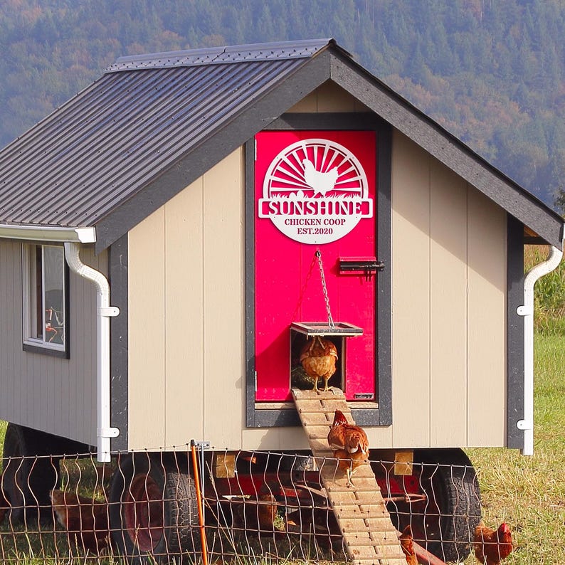 Custom Chicken Sign, Personalized Chicken Farm Sign, Metal Farm Sign, Custom Metal Chicken Coop Sign, Personalized Metal Chicken Art