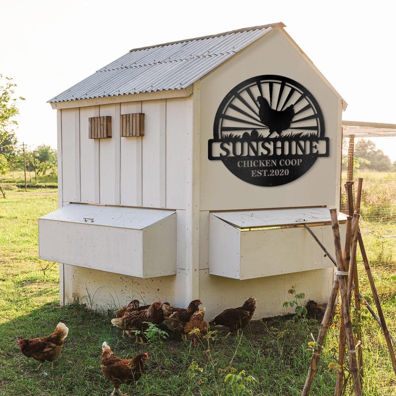Custom Chicken Sign, Personalized Chicken Farm Sign, Metal Farm Sign, Custom Metal Chicken Coop Sign, Personalized Metal Chicken Art