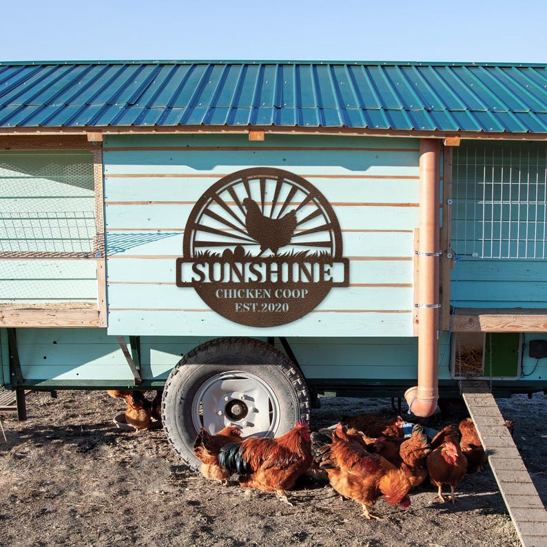 Custom Chicken Sign, Personalized Chicken Farm Sign, Metal Farm Sign, Custom Metal Chicken Coop Sign, Personalized Metal Chicken Art
