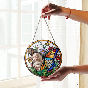 Memorial Butterflies Glass Art Suncatcher, Butterfly Lovers Gift, Butterfly Window Hangings, Flower Suncatcher, Wall Hanging Ornament, Home