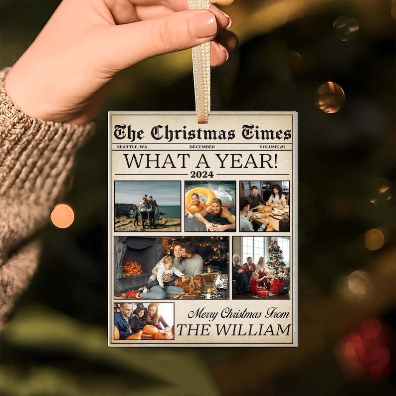 Custom Photo The Christmas Times What A Year For Family And Friends Ornament, The Christmas Times What A Year Newspaper Ornament, Xmas Gift