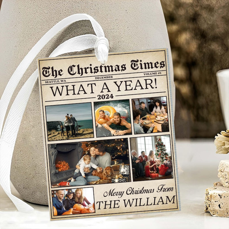 Custom Photo The Christmas Times What A Year For Family And Friends Ornament, The Christmas Times What A Year Newspaper Ornament, Xmas Gift
