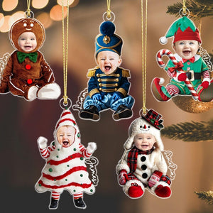 Personalized Face Baby Ornament, Custom Baby Photo Ornament, Babys Photo First Christmas Ornament, Kids In Christmas Costume, Xmas Decors