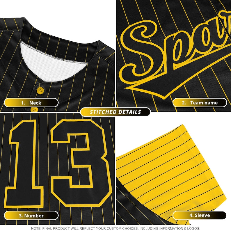 Personalized Team Name Number Logo Pinstripe Baseball Jersey, Custom Stripe Baseball Jersey, Baseball Jersey Uniform Baseball Fans Shirt