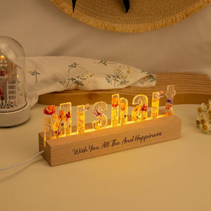 Personalized Night Light with Flower, Colorful Flower Letter Name Lamp, Custom Name Night Light, Birthday Gift for Mom/Baby, Valentines Gift