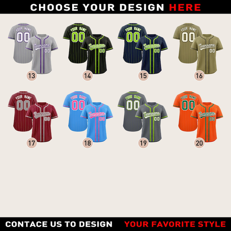 Personalized Team Name Number Logo Pinstripe Baseball Jersey, Custom Stripe Baseball Jersey, Baseball Jersey Uniform Baseball Fans Shirt