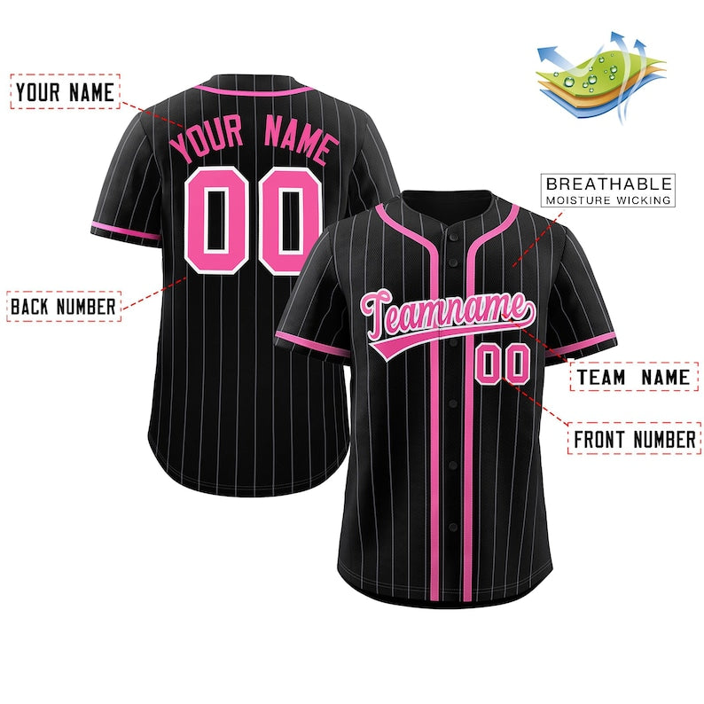 Personalized Team Name Number Logo Pinstripe Baseball Jersey, Custom Stripe Baseball Jersey, Baseball Jersey Uniform Baseball Fans Shirt