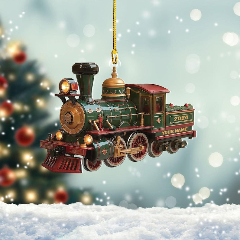 Personalized RailRoader Train Christmas Ornament FLAT 2D, Railroader Train, Unique Christmas Decor, Train Engine Gift, Train Lovers Ornament