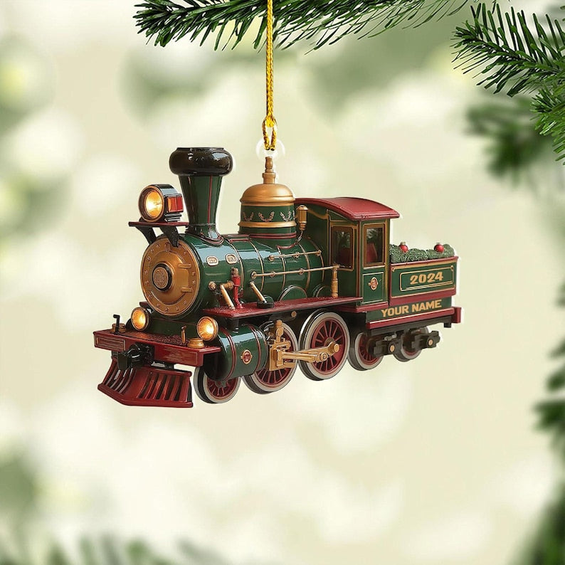 Personalized RailRoader Train Christmas Ornament FLAT 2D, Railroader Train, Unique Christmas Decor, Train Engine Gift, Train Lovers Ornament