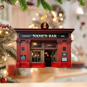 Personalized Pub Christmas FLAT 2D Ornament,Custom Pub Decor,Irish Pub Christmas Ornament,Bar Ornaments,Beverage Ornament,Cocktail Ornaments