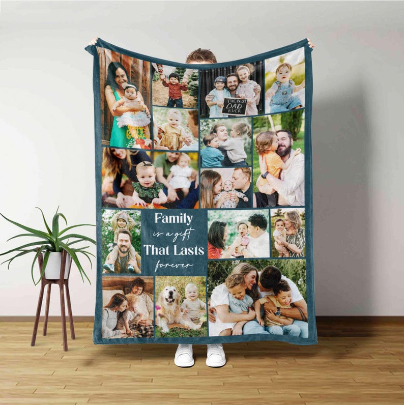 Custom Picture Blanket,Custom photo gifts, family blanket, anniversary blanket,picture collage blanket,Custom Photo Collage Gift for Grandma