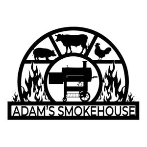 Custom BBQ Name Sign - Personalized BBQ Metal Sign - Smokehouse Metal Sign - Barbecue Wall Art - Personalized Grill Sign - Sign for Outdoor