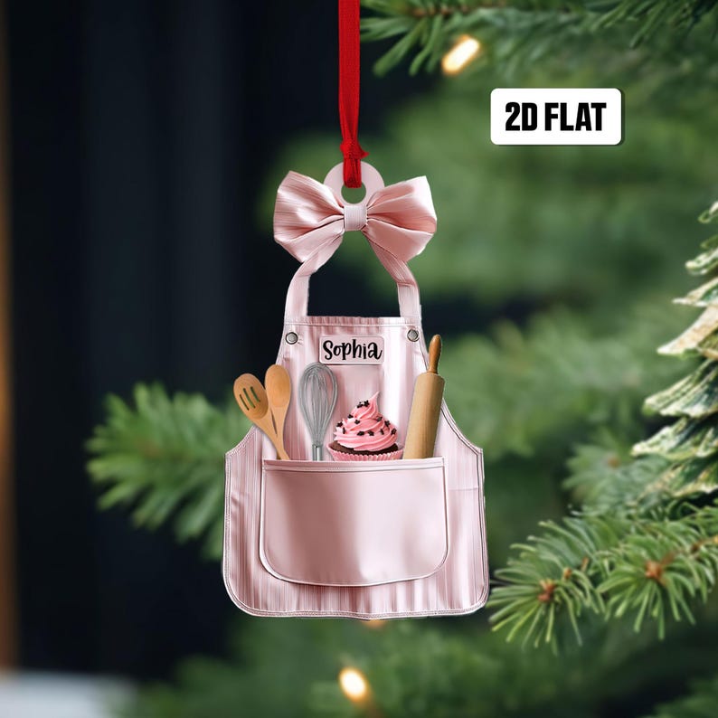 Personalized Baker Ornament, Baking Christmas 2D Flat Acrylic Ornament Not 3D, Baking Apron Ornament, Cooking Baking Gift, Baking Lover Gift