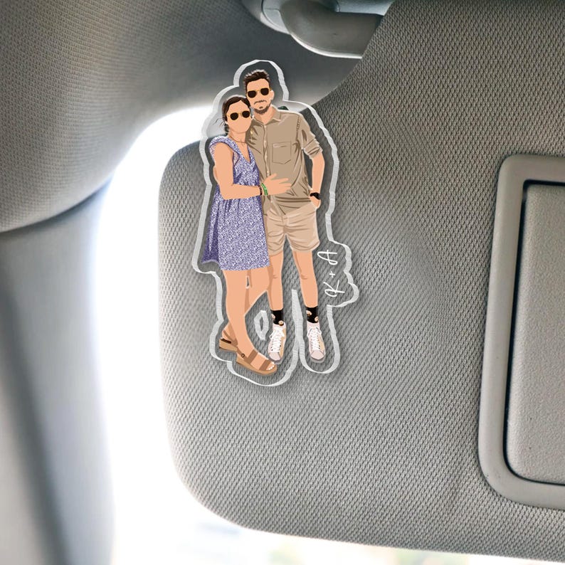 Bestie Gift For Her, Drive Safe Photo Visor Clip, Faceless Portrait Visor Clip, Gift For Boyfriend, Drive Safe Sun Visor Picture Clip