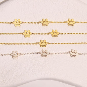 Paw Print Name Bracelet,Custom Elegant Dog Paw Bracelet,Pet Name Bracelet,Pet Lover Gift, Christmas gifts