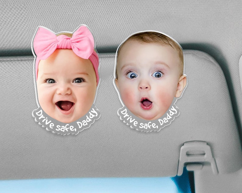 Picture Car Visor Clip, Custom Baby Face Sun Visor Clip, Dad Christmas Gift, Valentines Day Gift for Husband, Custom Photo Sun Visor Clip