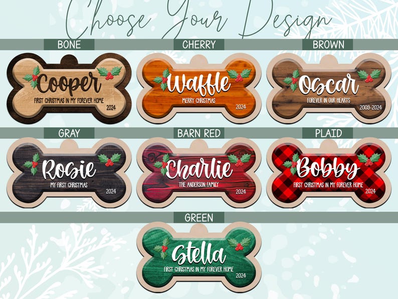 Personalized Dog Bone Christmas Ornament, Custom Pet Name Ornament, Pet Memorial Ornament, New Puppy Ornament, First Christmas Keepsake