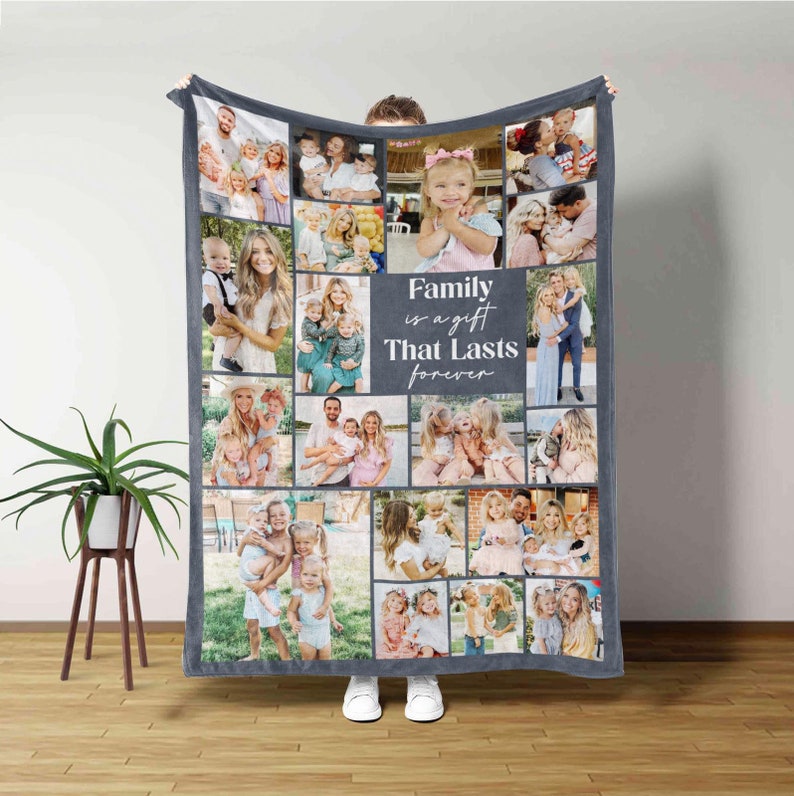 Custom Picture Blanket,Custom photo gifts, family blanket, anniversary blanket,picture collage blanket,Custom Photo Collage Gift for Grandma
